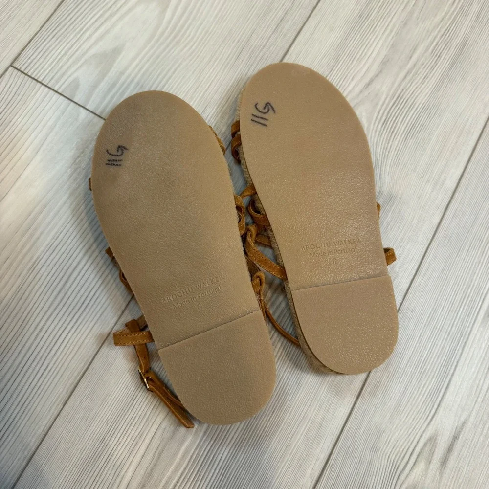 Brochu Walker 6 Dawson Brown Suede Strappy Espadrille Sandals Made in Portugal